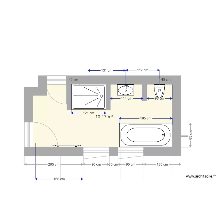 SDB 20 mars avec 3 murs pour douche. Plan de SDB 20 mars avec 3 murs pour douche. Plan de