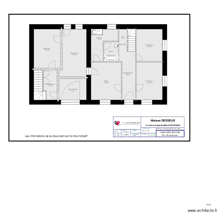 Plan RDC DESSEUX. Plan de 0 pièce et 0 m2