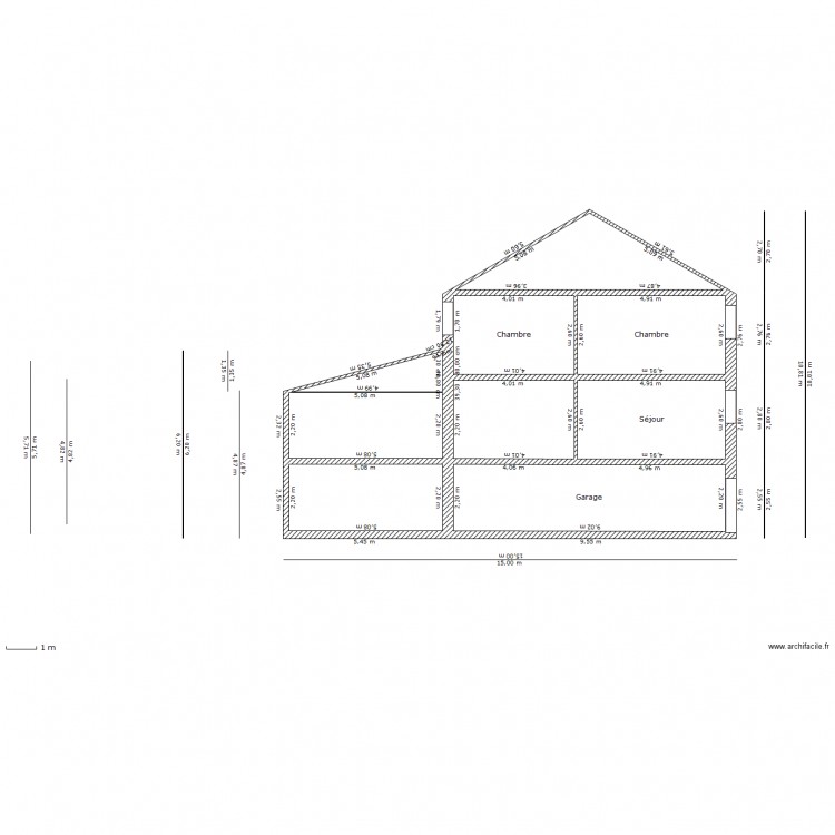 coupe de principe projeté avec extension. Plan de 0 pièce et 0 m2