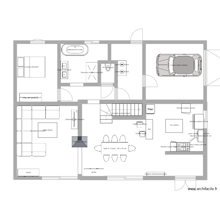 Maison rdc 20. Plan de 5 pièces et 80 m2