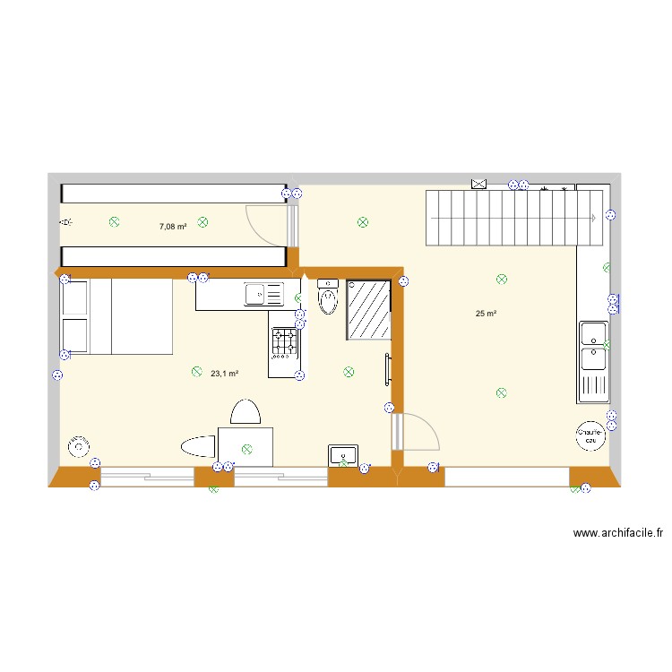 mik et oti  sous sol. Plan de 9 pièces et 166 m2