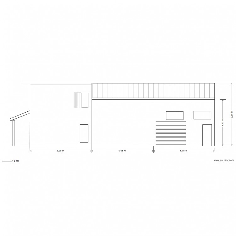 façade sud sans fenetre haut. Plan de 0 pièce et 0 m2