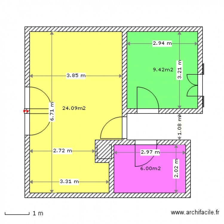 Etage refait - version 1 piece. Plan de 0 pièce et 0 m2