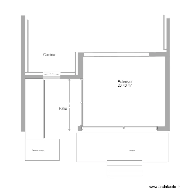 Taillard Rez de Chauss&eacute;e projet extension B. Plan de 