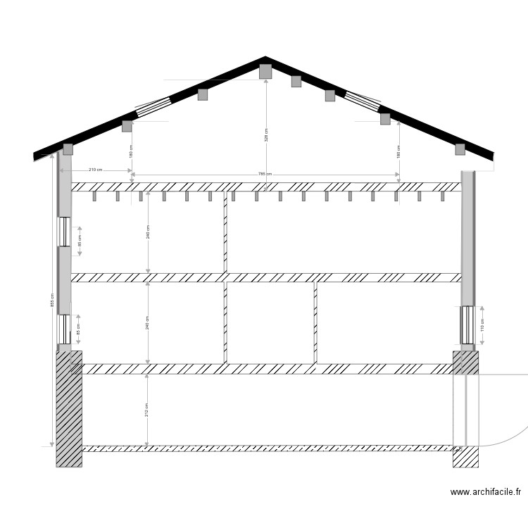 Plan de coupe projet loi carrez. Plan de 0 pièce et 0 m2