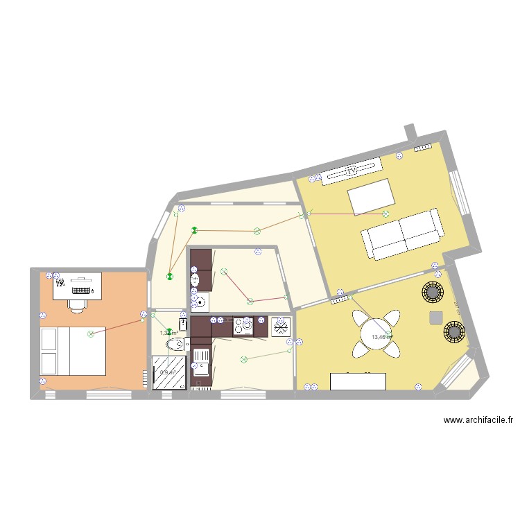 New appart vichy Paris 2. Plan de 9 pièces et 62 m2