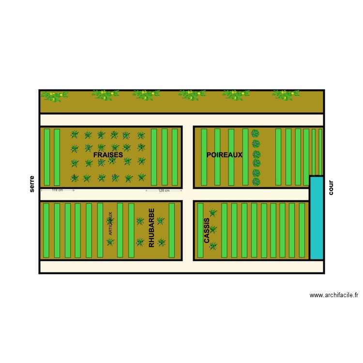 jardin 2021 PREVISION 2022. Plan de 7 pièces et 60 m2