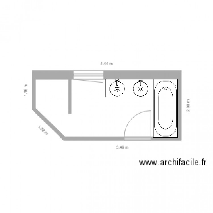 Plan SDB existant. Plan de 0 pièce et 0 m2