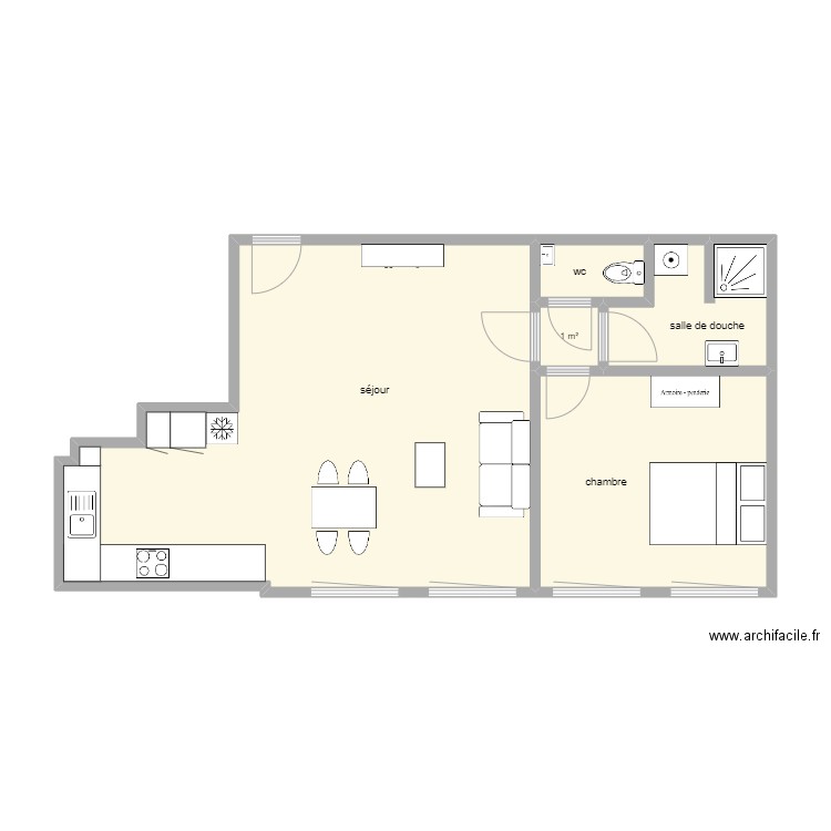 Poste 2.2. Plan de 5 pièces et 57 m2