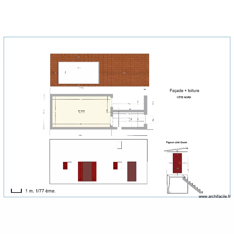facade nord cafoucho. Plan de 