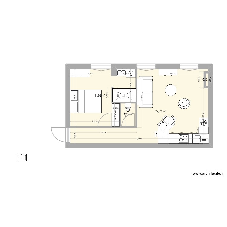 2 pièces. Plan de 0 pièce et 0 m2