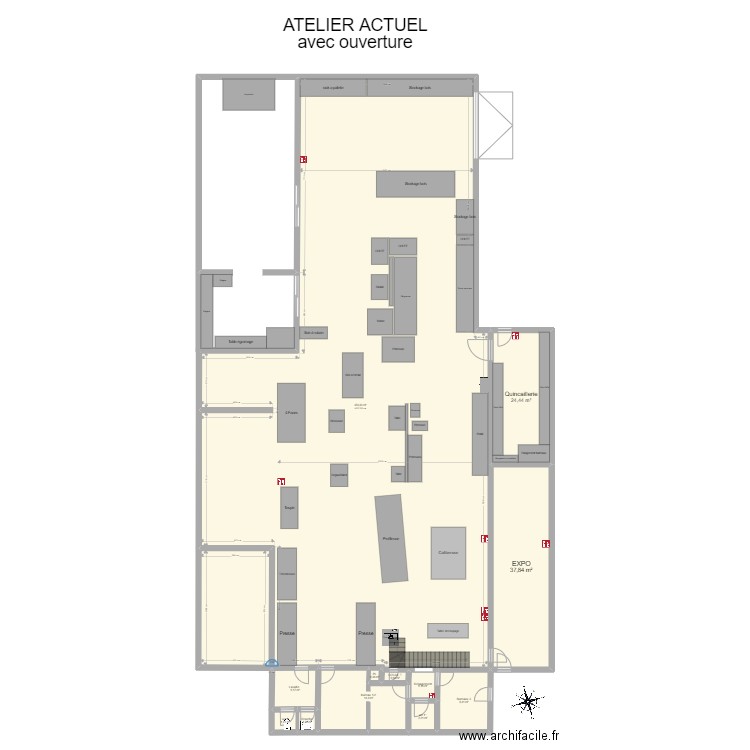 atelier actuel avec ouverture. Plan de 0 pièce et 0 m2