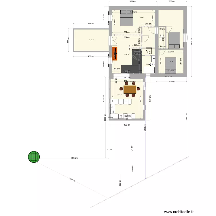  agrandissement 20m2. Plan de 