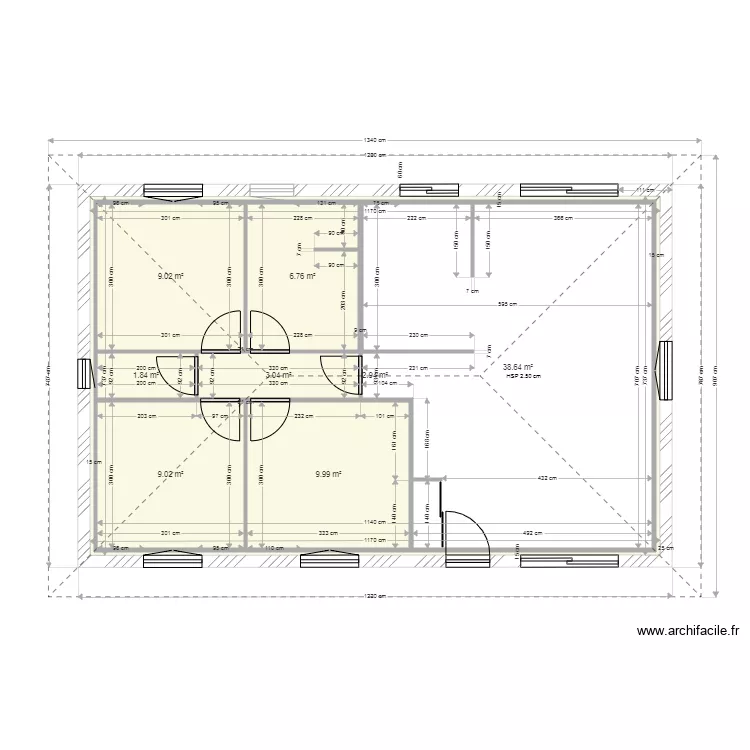 residence principale 80m2 toiture. Plan de 