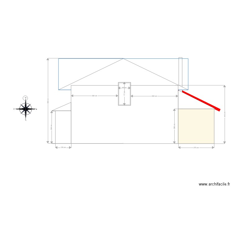 Mams Façade Nord avec extension 01. Plan de 0 pièce et 0 m2