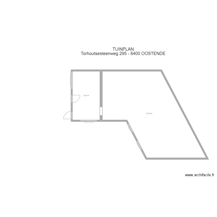 TORHOUT Jardin. Plan de 2 pièces et 80 m2