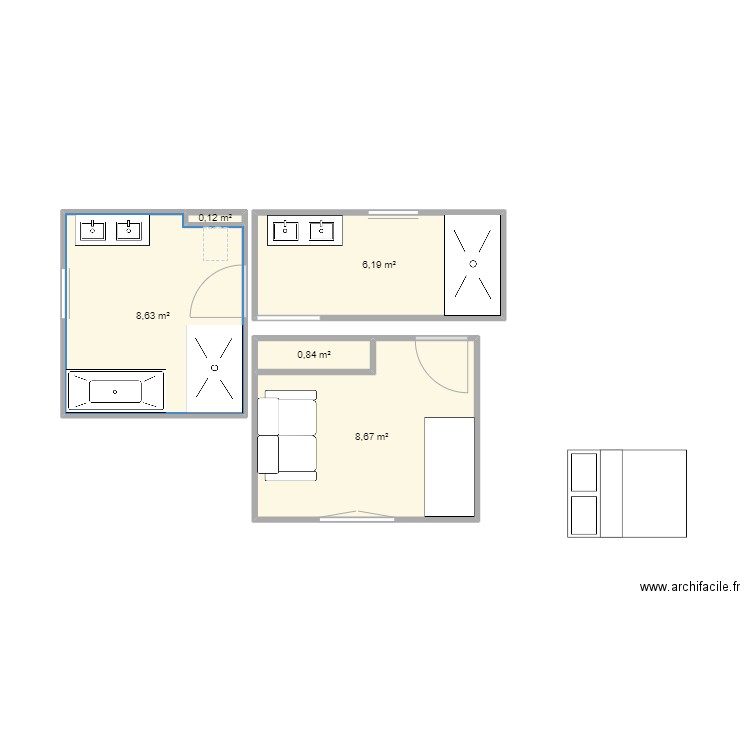 Beaujour soubise. Plan de 5 pièces et 24 m2