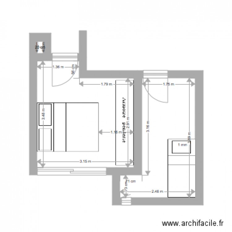 Aménagement de chambres . Plan de 0 pièce et 0 m2