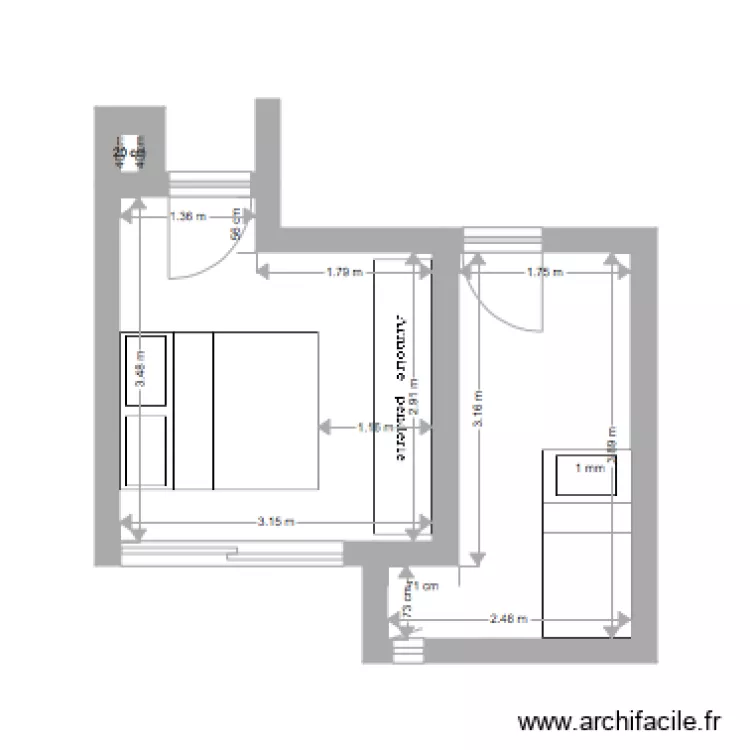 Am&eacute;nagement de chambres . Plan de 