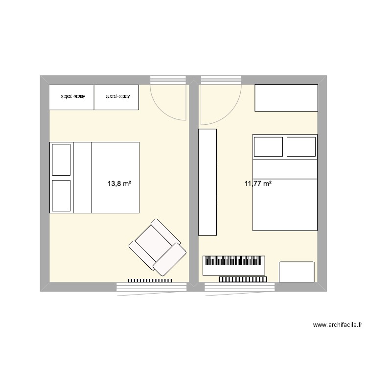 Aloys Fauquez 87. Plan de 2 pièces et 26 m2