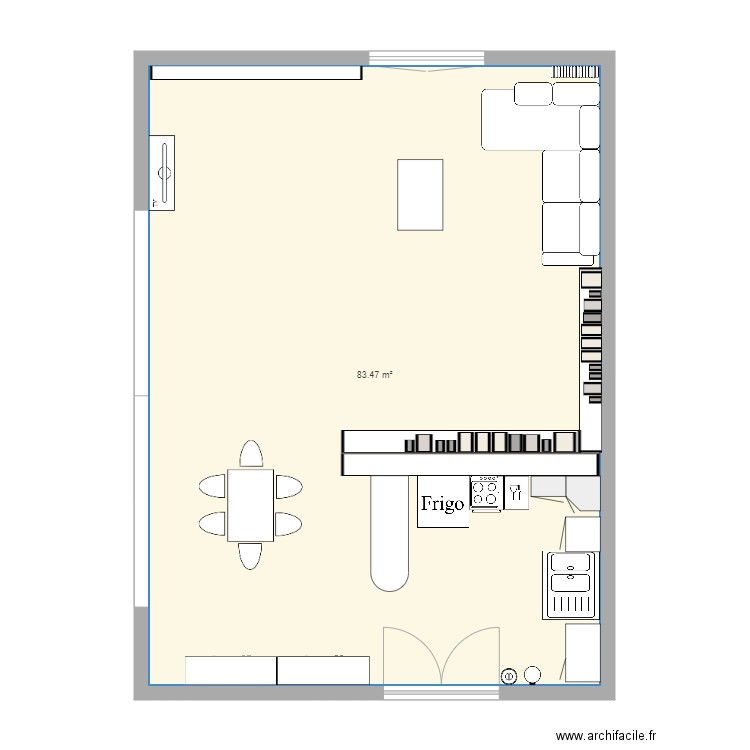 cuisine salon. Plan de 0 pièce et 0 m2