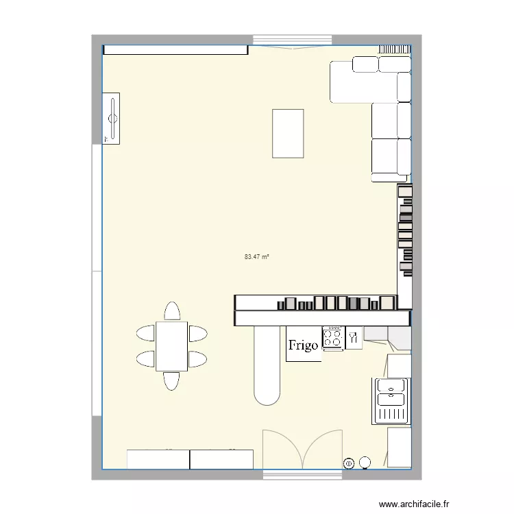 cuisine salon. Plan de cuisine salon. Plan de