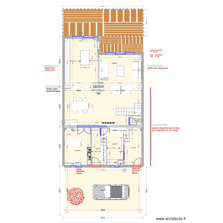 AM Deneuville 2. Plan de 15 pièces et 254 m2