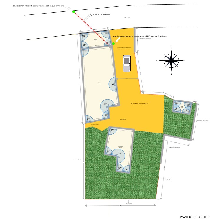 401 Villatte 44520 Issé plan de masse raccordement téléphonique. Plan de 4 pièces et 201 m2