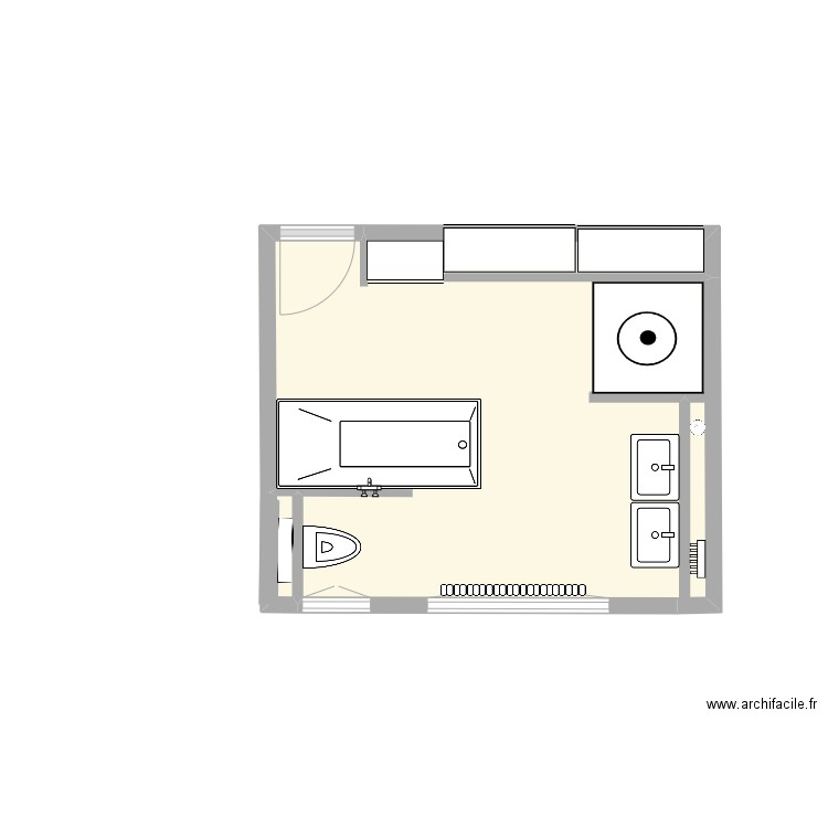 Salle de bain2. Plan de 2 pièces et 11 m2