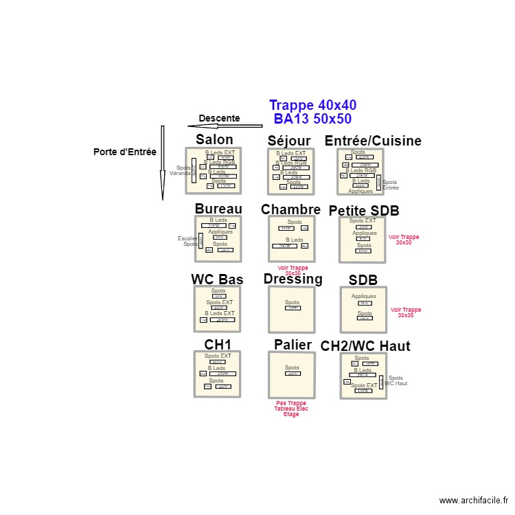 Trappe Tech.. Plan de 12 pièces et 3 m2