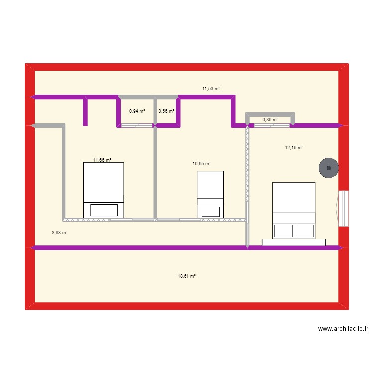 Maison aménagé étage. Plan de 9 pièces et 76 m2