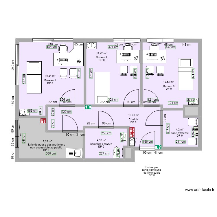 CABINET PARAMEDICAL DU CENTRE APRES TRAVAUX zoom. Plan de 9 pièces et 67 m2