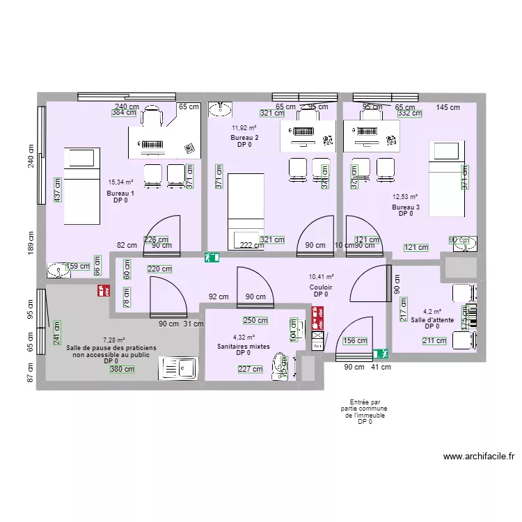 CABINET PARAMEDICAL DU CENTRE APRES TRAVAUX zoom. Plan de 
