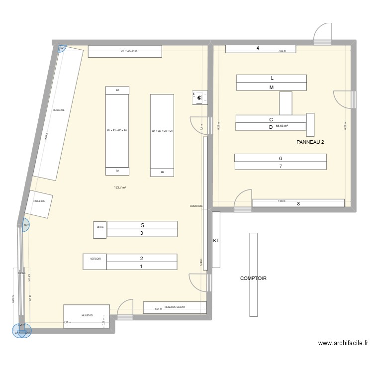 chiron. Plan de 2 pièces et 182 m2