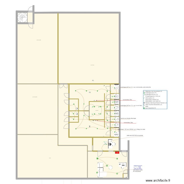 salle de remise en forme. Plan de 35 pièces et 1128 m2