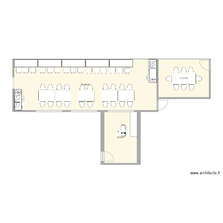 Plan réfectoire & salle reunion Hordain V3. Plan de 3 pièces et 63 m2