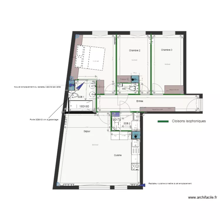 Plan projet am&eacute;nagement appartement LODI. Plan de 