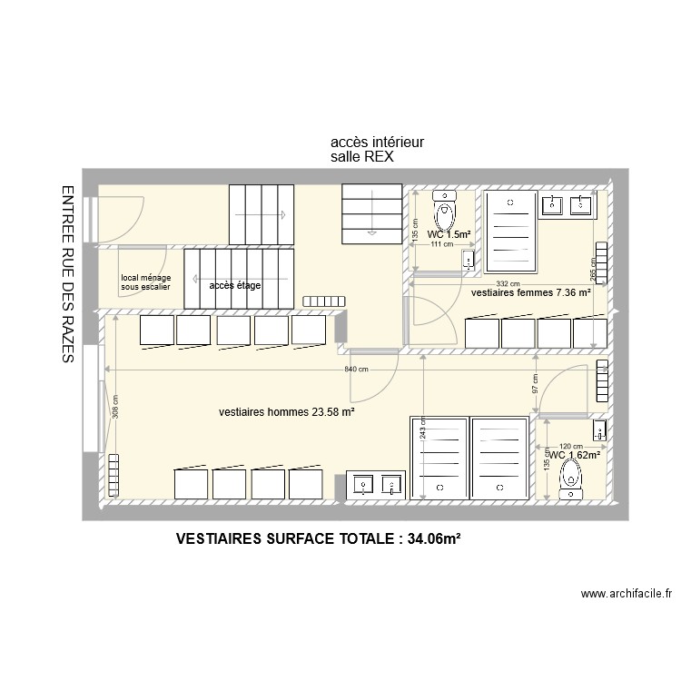 vestiaire. Plan de 0 pièce et 0 m2