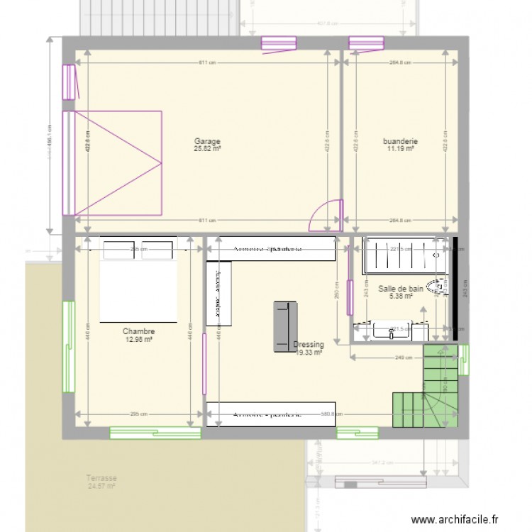 plan garage et RdC meubles. Plan de 0 pièce et 0 m2