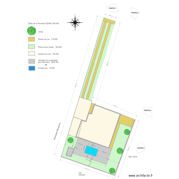 piscine avec cotation terrasse et local technique. Plan de 0 pièce et 0 m2