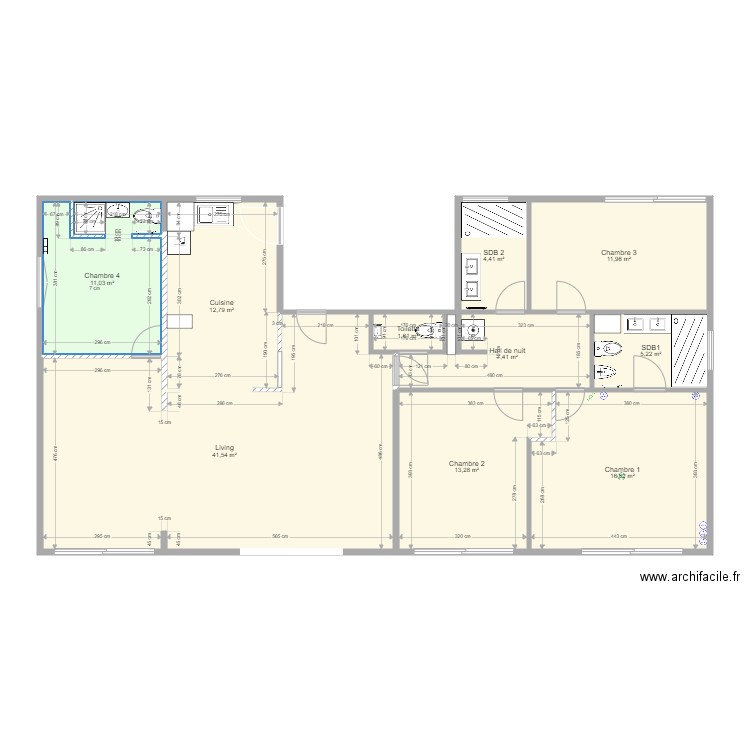 Neuilly 62 modifié avec sanitaires et points eau. Plan de 0 pièce et 0 m2