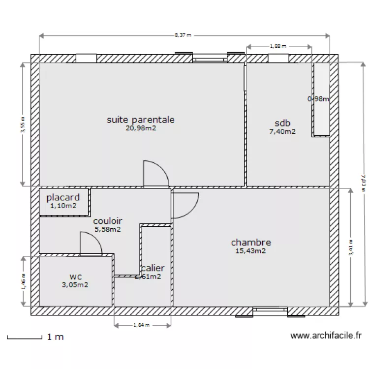 1e &eacute;tage futur . Plan de 