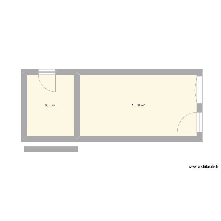 studio. Plan de 2 pièces et 22 m2