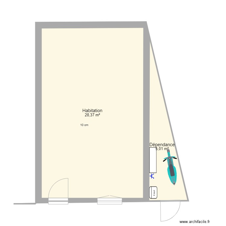 votier 2021eom6369. Plan de 2 pièces et 33 m2