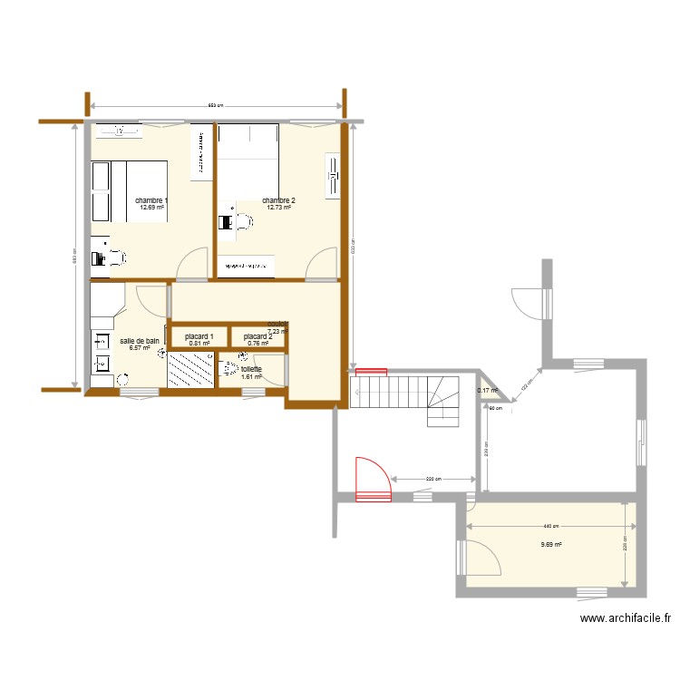 projet aigrefeuille etage escalier entrée. Plan de 0 pièce et 0 m2