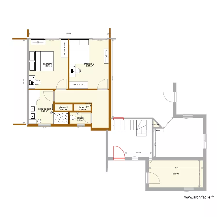 projet aigrefeuille etage escalier entr&eacute;e. Plan de 