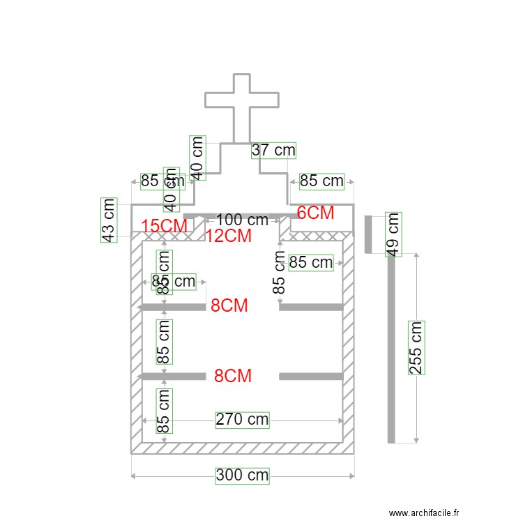 CAVEAU. Plan de 2 pièces et 8 m2