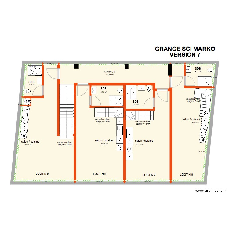 grange marko version 7. Plan de 21 pièces et 144 m2