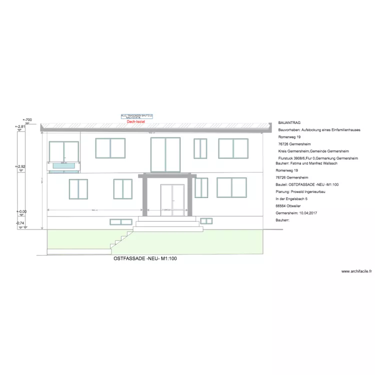 Wallasch  SUDFASSADE. Plan de 