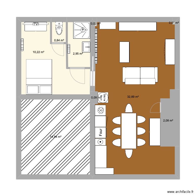 PROJET PIECE. Plan de 9 pièces et 64 m2